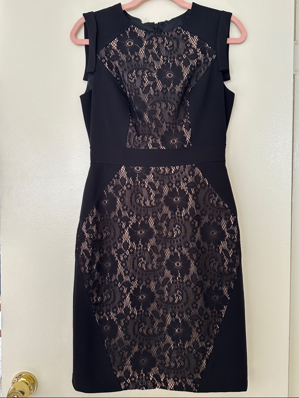 Black Lace Panel Sheath Dress
